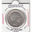 JUGOSLAVIA 1938 50 Dinari Argento Pietro II KM# 24 